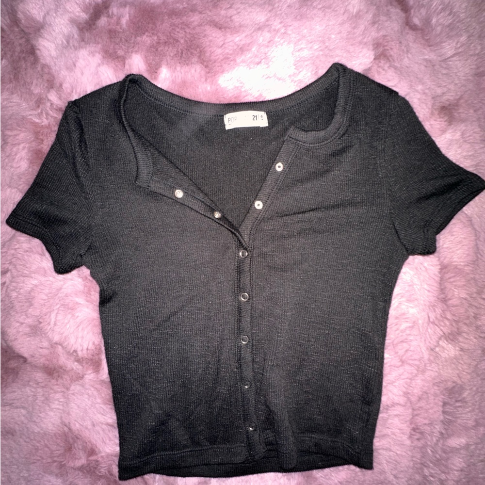Black crop top with buttons